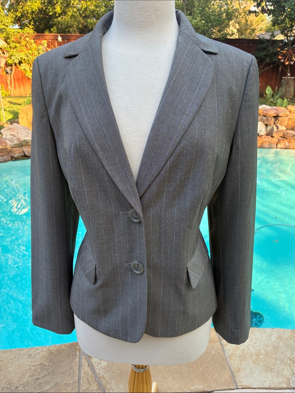 Ann Taylor Gray Pinstripe Blazer